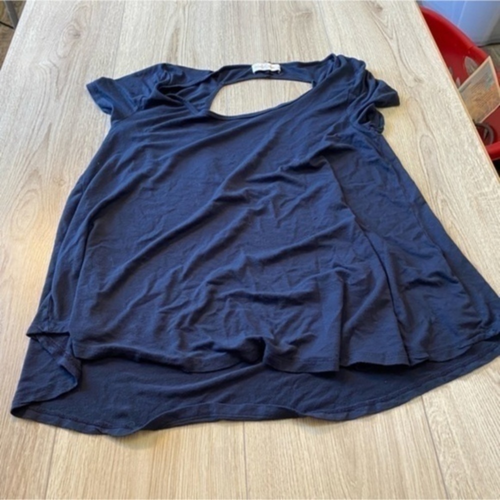 Abercrombie & Fitch navy Blue Cut Out Short Sleeve Tee shirt top